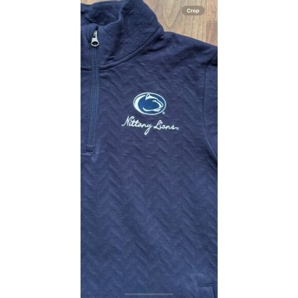 Champion Womens Sz Medium Navy‎ Blue 1/4 Zip Knit Sweatshirt Penn State Textured - Picture 3 of 8